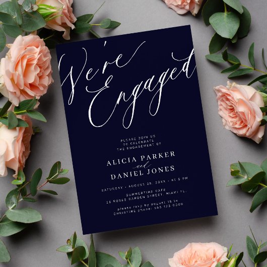 Elegant Wir sind Verlobte Begegnungsfeier Einladung