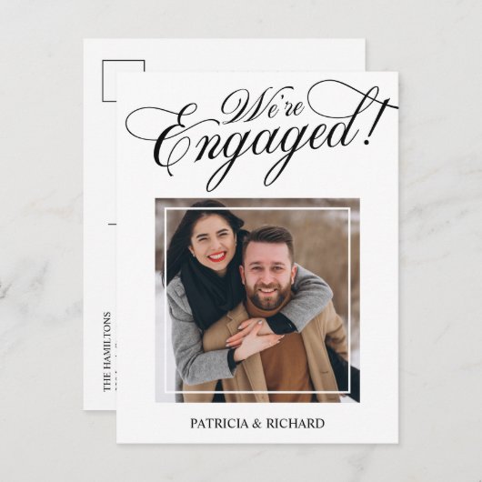 Elegant Wir sind Verlobte Verlobung Ankündigung Postkarte (Vorne/Hinten)