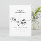 Elegant wirbelnde Kalligrafie ihre einfache Hochze Einladung (Stehend Vorderseite)