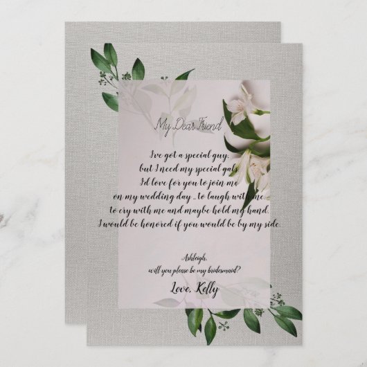 Elegant wird meine Einladung zur Brautjungfrau sei (Vorne/Hinten)