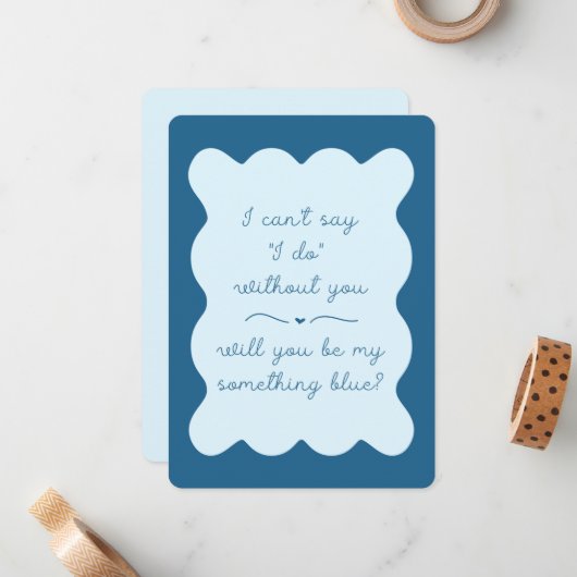 Elegant wirst du mein Blaues sein? Bridesmaid Mitteilungskarte (Vorderseite/Rückseite Beispiel)