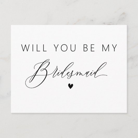elegant wirst du meine Bridesmädchenkarte sein Postkarte (Vorderseite)