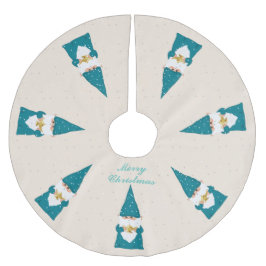 Elegant Wise Blue Christmas Gnomes über Elfenbein Polyester Weihnachtsbaumdecke