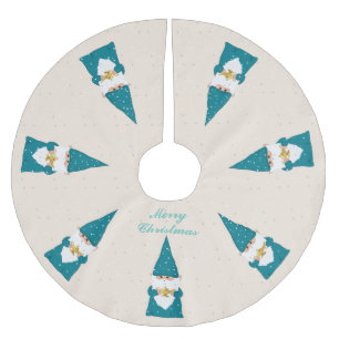 Elegant Wise Blue Christmas Gnomes über Elfenbein Polyester Weihnachtsbaumdecke