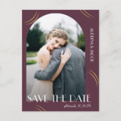 Elegant Wisps Plum Foto Wedding Save the Date Postkarte (Vorderseite)