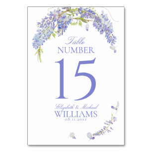 Elegant Wisteria Botanical Lila Script Empfang Tischnummer