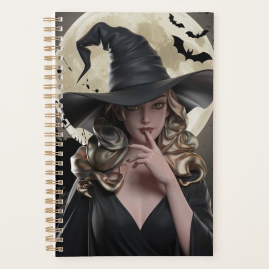 Elegant Witch Full Moon Journal Planer (Vorderseite)