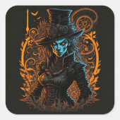 Elegant Witch Portrait Sticker | Gothic Halloween (Vorderseite)