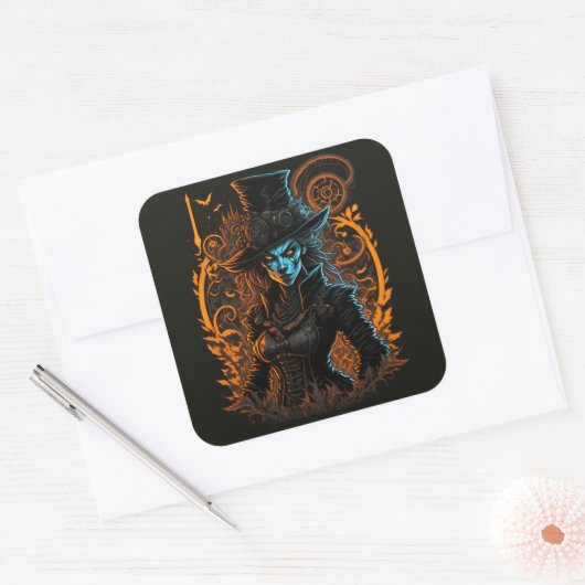 Elegant Witch Portrait Sticker | Gothic Halloween  (Umschlag)