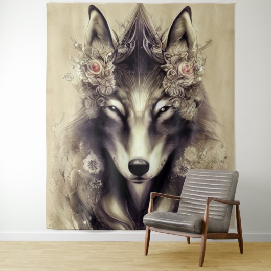 Elegant Wolf Tapestry Wandteppich (Beispiel)
