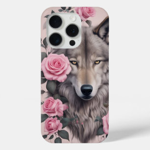 Elegant Wolf und Rose iPhone 15 Pro Fall Case-Mate iPhone Hülle