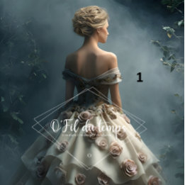 Elegant Woman in Opulent Ball Gown Seidenpapier