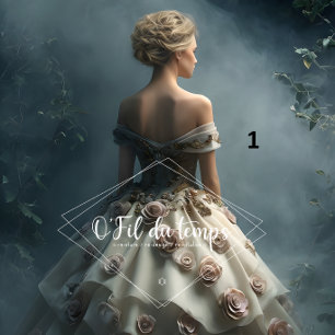 Elegant Woman in Opulent Ball Gown Seidenpapier