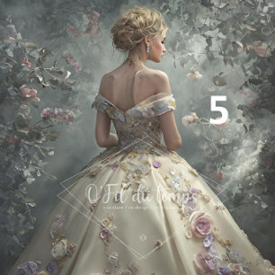 Elegant Woman in Opulent Ball Gown Seidenpapier
