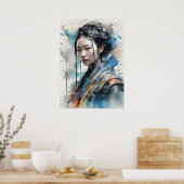 Elegant Woman in Vibrant Attire Poster (Küche)
