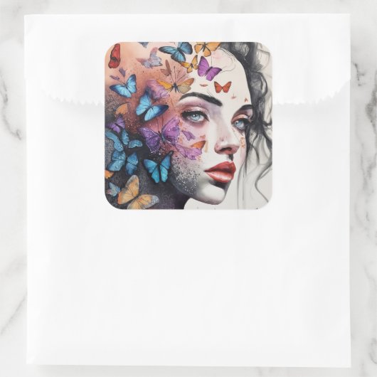 Elegant Woman Quadratischer Aufkleber (Tasche)