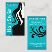 Elegant Woman Salon Hair Stylist | AQUAMARIN Visitenkarte (Vorne/Hinten)