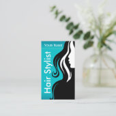 Elegant Woman Salon Hair Stylist | AQUAMARIN Visitenkarte (Stehend Vorderseite)