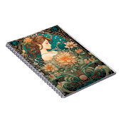 Elegant Woman with Flowing Hair and Soft Flowers Notizblock (Rechte Seite)