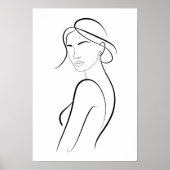 Elegant Woman with Hat Minimalist Line Art Poster (Vorne)