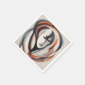 Elegant Woman's Face Brown Blue Papier Servietten (Ecke)