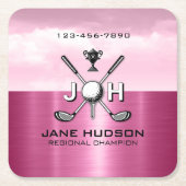 Elegant Women Custom Golf Monogram Design Rechteckiger Pappuntersetzer (Vorderseite)