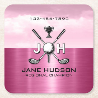 Elegant Women Custom Golf Monogram Design Rechteckiger Pappuntersetzer