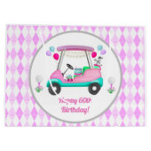 Elegant Women's Golf Happy Birthday Cart Große Geschenktüte (Rückseite)
