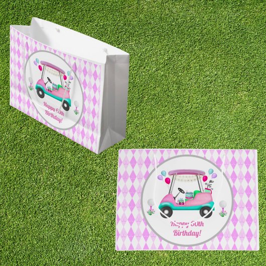 Elegant Women's Golf Happy Birthday Cart Große Geschenktüte