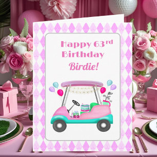 Elegant Women's Golf Party Cart 63. Geburtstag Karte