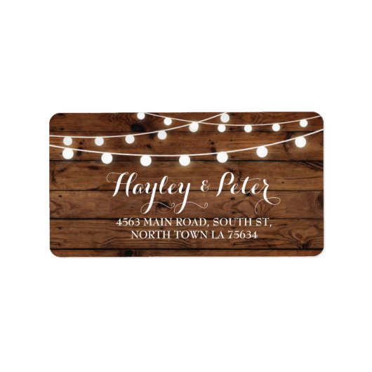 Elegant Wood Address Labels Stickers Lights Adressaufkleber (Vorne)
