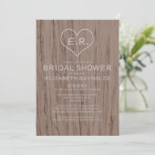 Elegant Wood Grain Bridal Dusche Einladungen (Stehend Vorderseite)