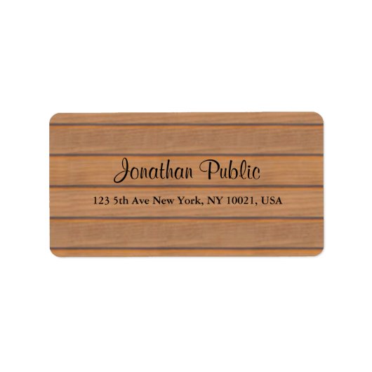Elegant Wood Handwriting Script Name Text Address Adressaufkleber (Vorne)