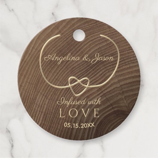Elegant Wood Wedding Geschenkanhänger (Vorderseite)