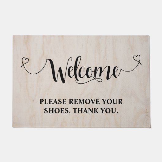 Elegant Wood Welcome Zuhause Bitte entfernen Sie I Fußmatte (Vorderseite)