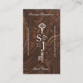 Elegant Woodgrain Key Monogram Stylish Arch Photo Visitenkarte (Vorderseite)