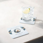 Elegant Woodland Baby Shower Deer Blue Gold Floral Rechteckiger Pappuntersetzer