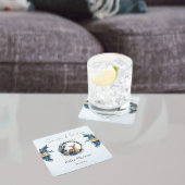 Elegant Woodland Baby Shower Deer Blue Gold Floral Rechteckiger Pappuntersetzer