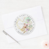 Elegant Woodland Baby Shower Fevor Runder Aufkleber (Umschlag)