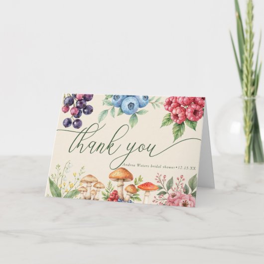 Elegant Woodland | Botanischer Wald Dankeskarte (Vorderseite)