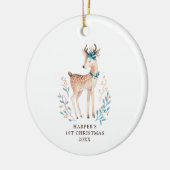 Elegant Woodland Deer Baby First Christmas Custom Keramik Ornament (Links)