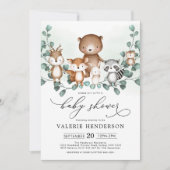 Elegant Woodland Eucalyptus Greenery Baby Shower Einladung (Vorderseite)