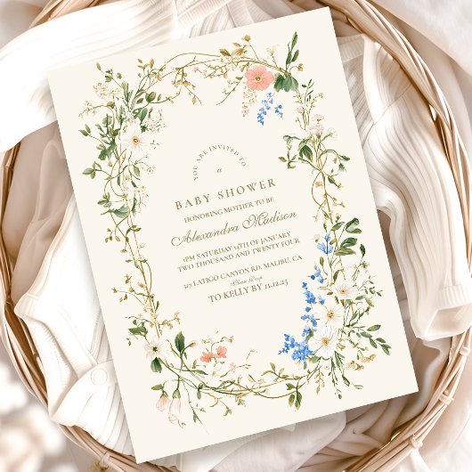 Elegant Woodland Fern Baby Shower Einladung
