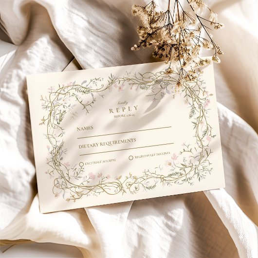 Elegant Woodland Fern Wedding RSVP Karte