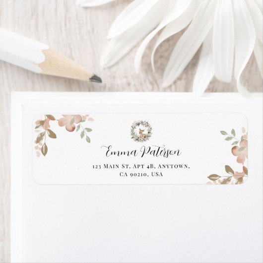 Elegant Woodland Floral Return Address (Insitu)