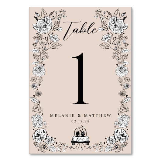 Elegant Woodland Fox Blumenzettel Fairytale Tischnummer (Rückseite)