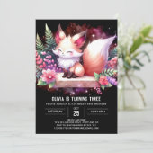 Elegant Woodland Fox Geburtstag digital Einladung (Stehend Vorderseite)