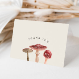Elegant Woodland Greenerity Red Mushroom Wedding Dankeskarte