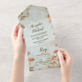 Elegant Woodland Mushroom Fern Wedding All In One Einladung (Abreißen)