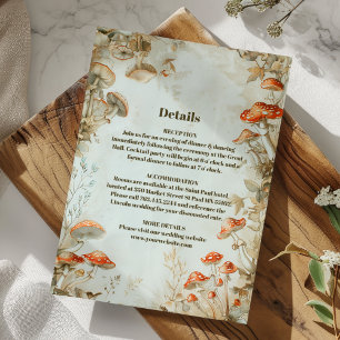 Elegant Woodland Mushroom Fern Wedding Begleitkarte